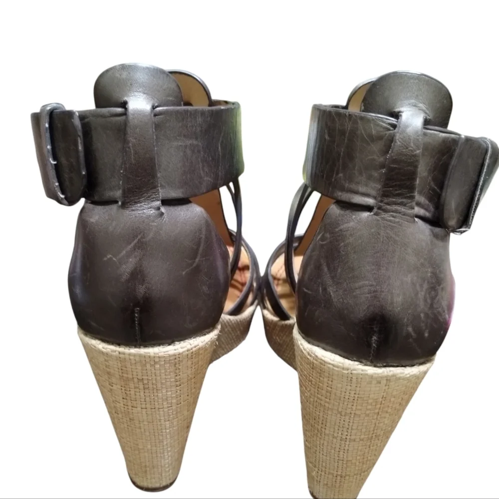 Trask Women's Chunky Wedge Leather Platform Strap Sandals size 7M Academia‎
